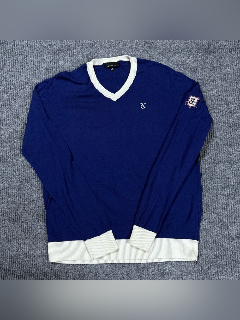 Devereux Pima Cotton/Baby Alpaca Blend Preppy V Neck Golf Sweater Soft Sz Medium